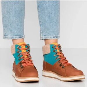 Toms Mesa Leather Multicoloured Lace up Waterproof Ankle Booties 6 US